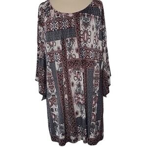 Naif Blue Floral Peasant‎ Neckline Dress